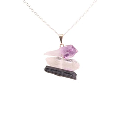 STONEAGE Natural Stone Healing Pendants for Women Men - Spiritual Raw Crystal Necklaces - Amethyst Citrine Quartz Rose Quartz Black Tourmaline Kyanite Selenite Stones (Luck)